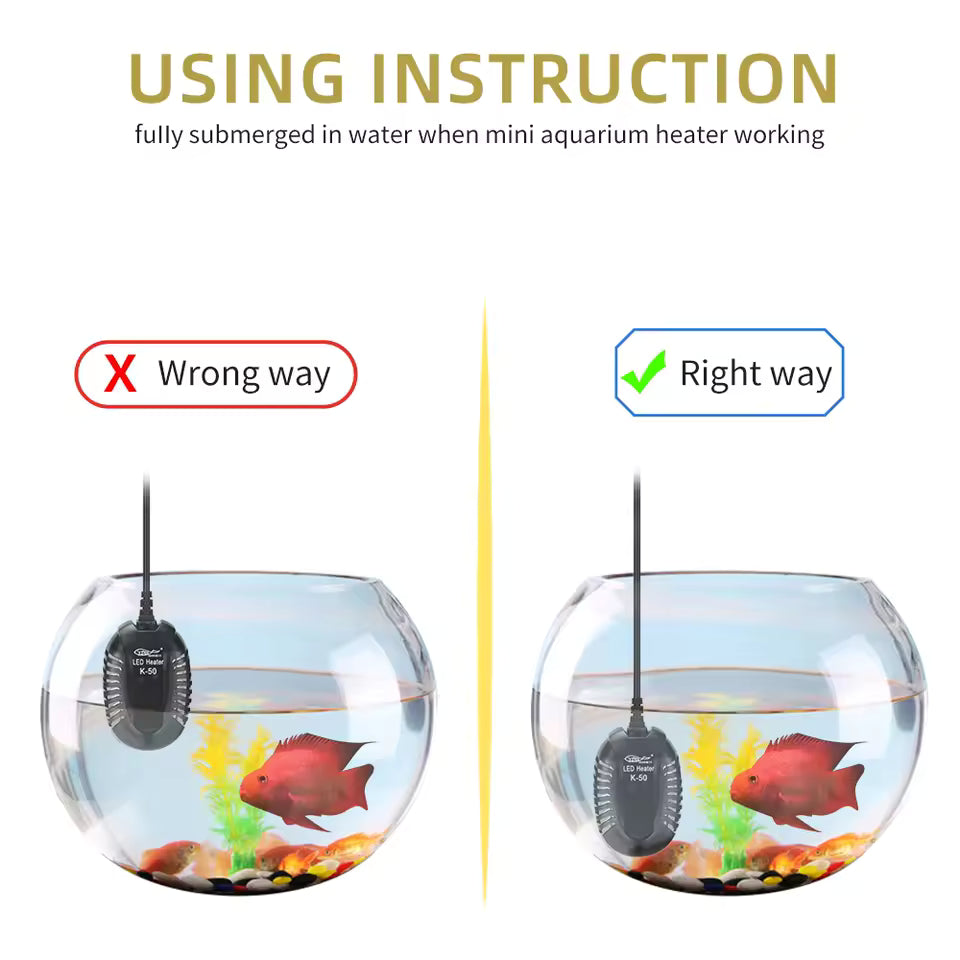 Mini Adjustable Aquarium Heater with Digital Display