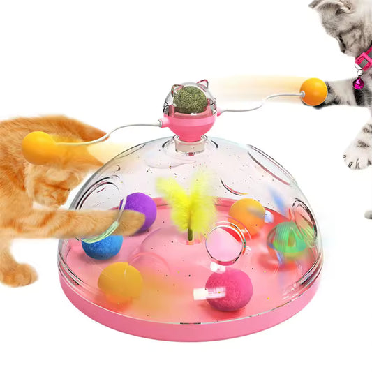 Interactive Cat Track Toy with Feather & Ball