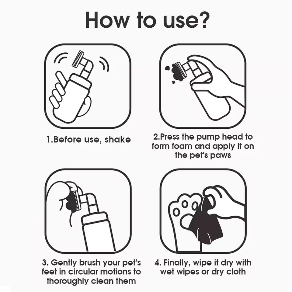 PawClean Pro – No-Rinse Pet Paw Cleaner Foam