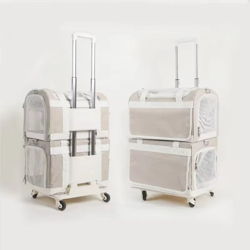 Double-Decker Pet Trolley Carrier