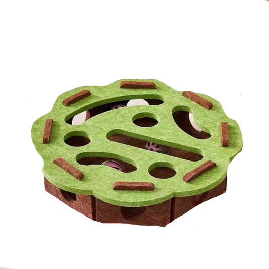 Felt Puzzle Box Cat Toy with Ball