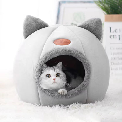 Cozy Indoor Cat Cave Bed – Winter Sleeping Nest for Small Pets